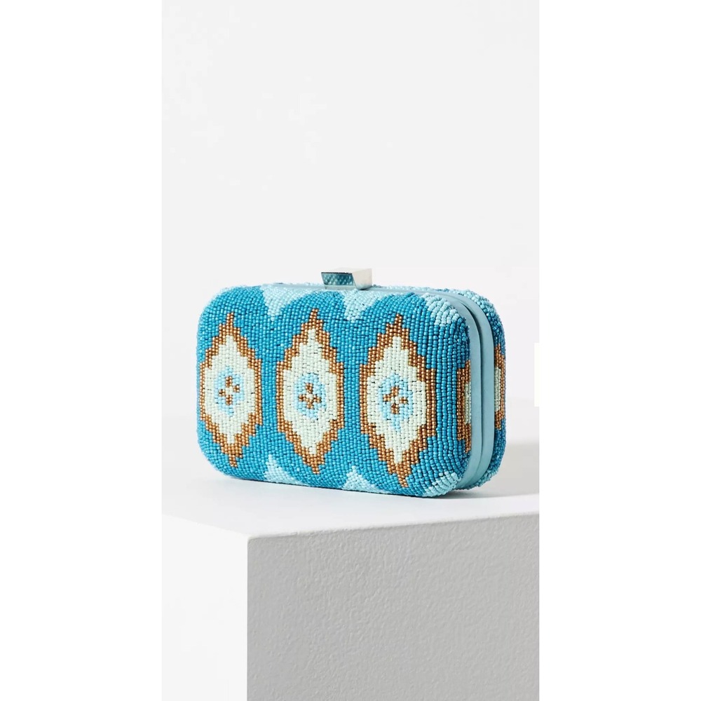 Beaded Turquoise Geo Pattern Clutch